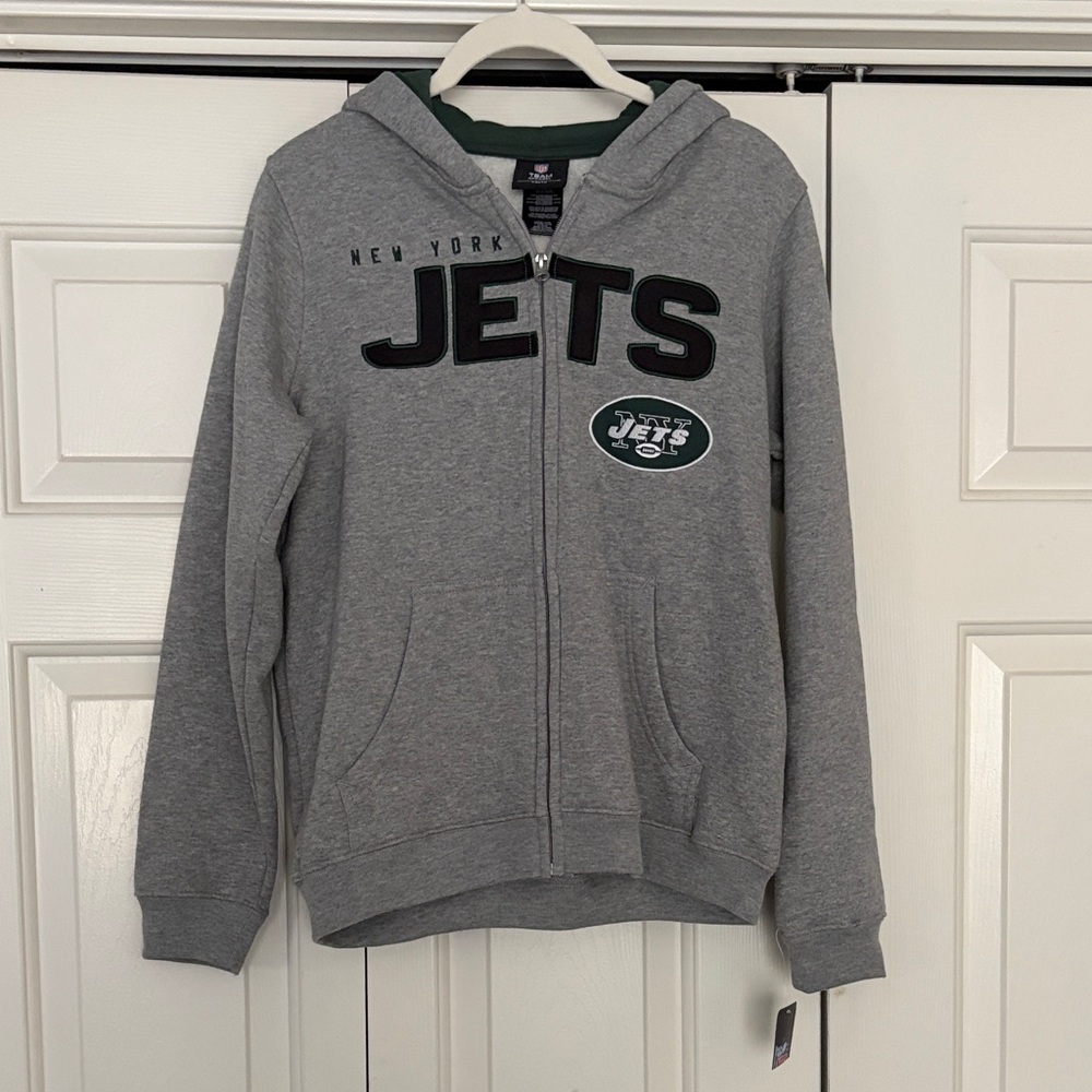 NFL New York Jets Gray Hoodie with Green Logo